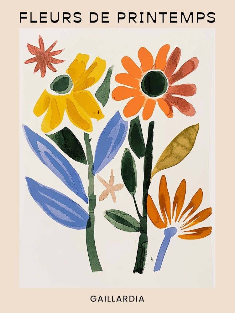 Spring Floral French Poster  Gaillardia 4