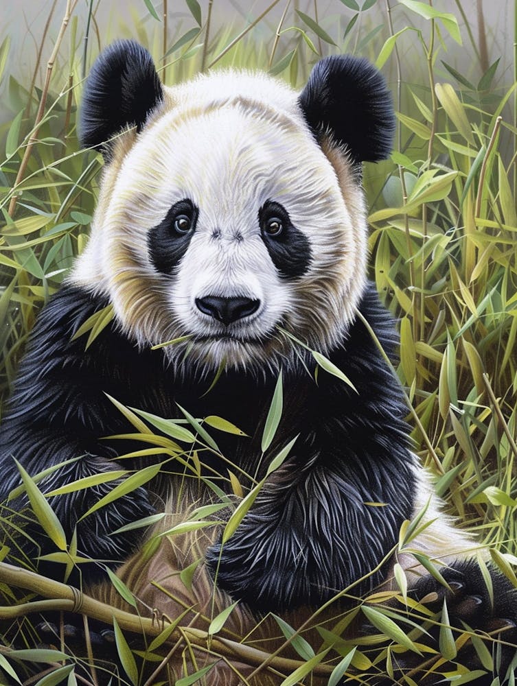 Giant Panda Pastel Watercolour 1