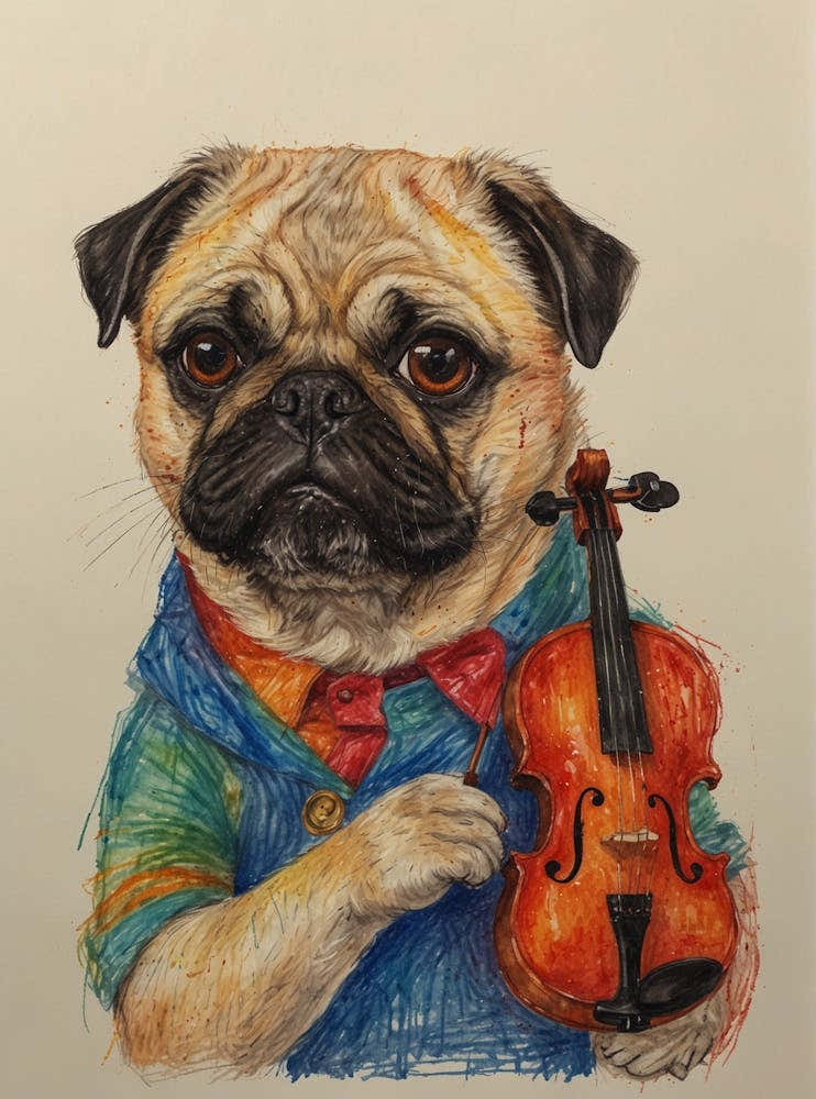 Pug With Violin 2