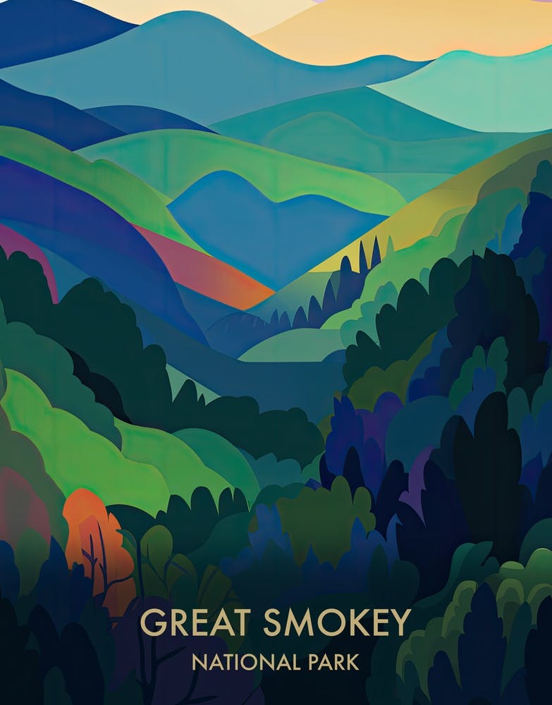 Great Smokey National Park Travel Poster Matisse Style 2