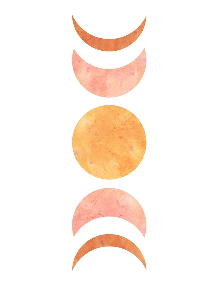 Watercolor Phases Of The Moon