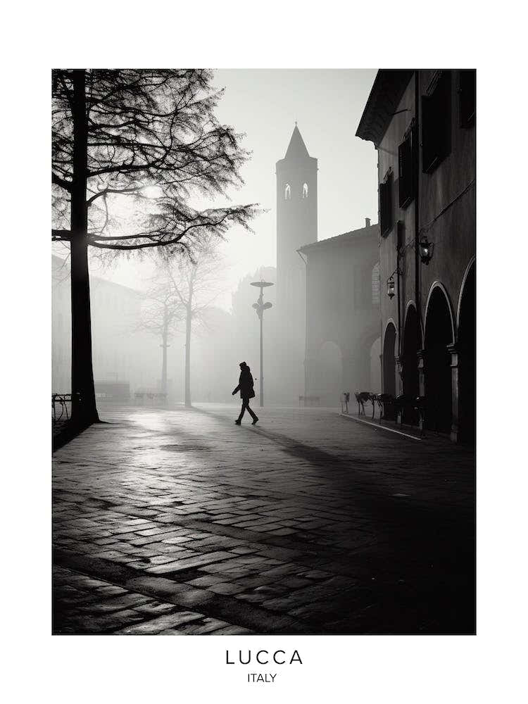 Poster Of Lucca, Italy, Black And White Analogue Photography 1