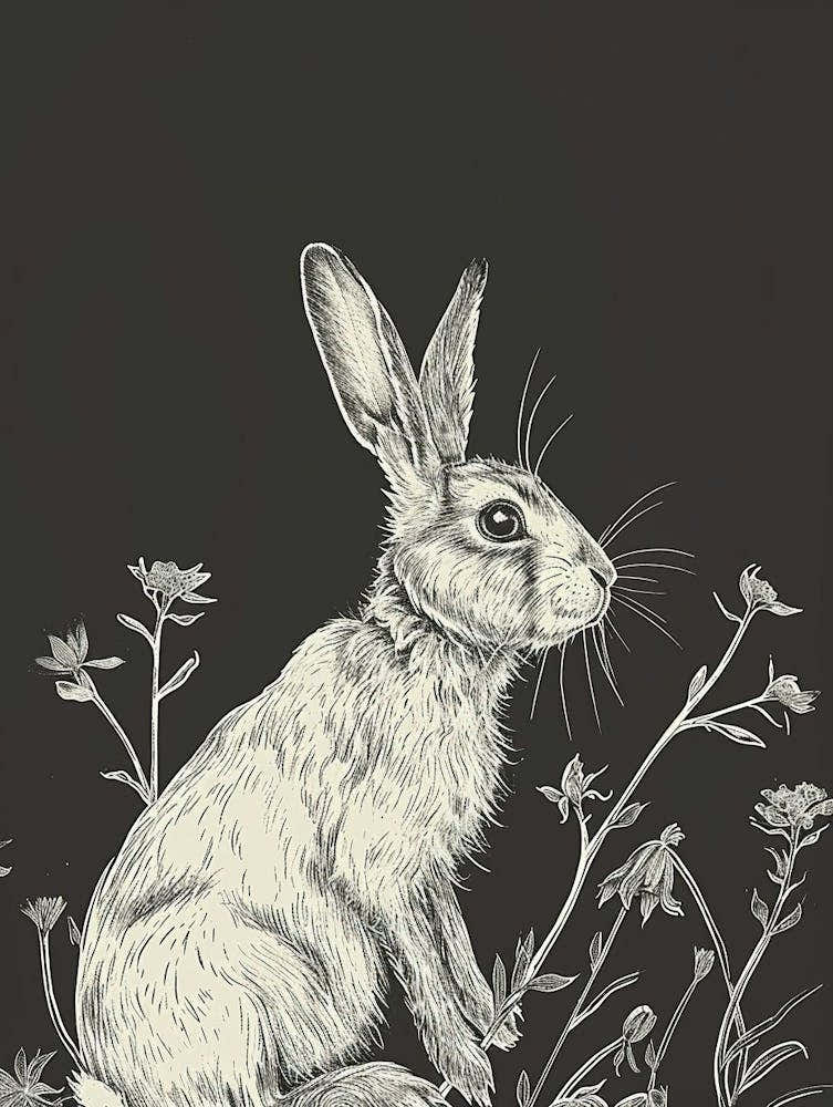 American Fuzzy Lop Rabbit Minimalist Illustration 1