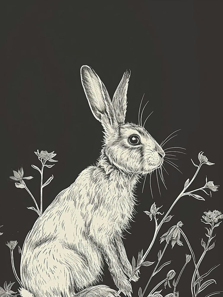 American Fuzzy Lop Rabbit Minimalist Illustration 1