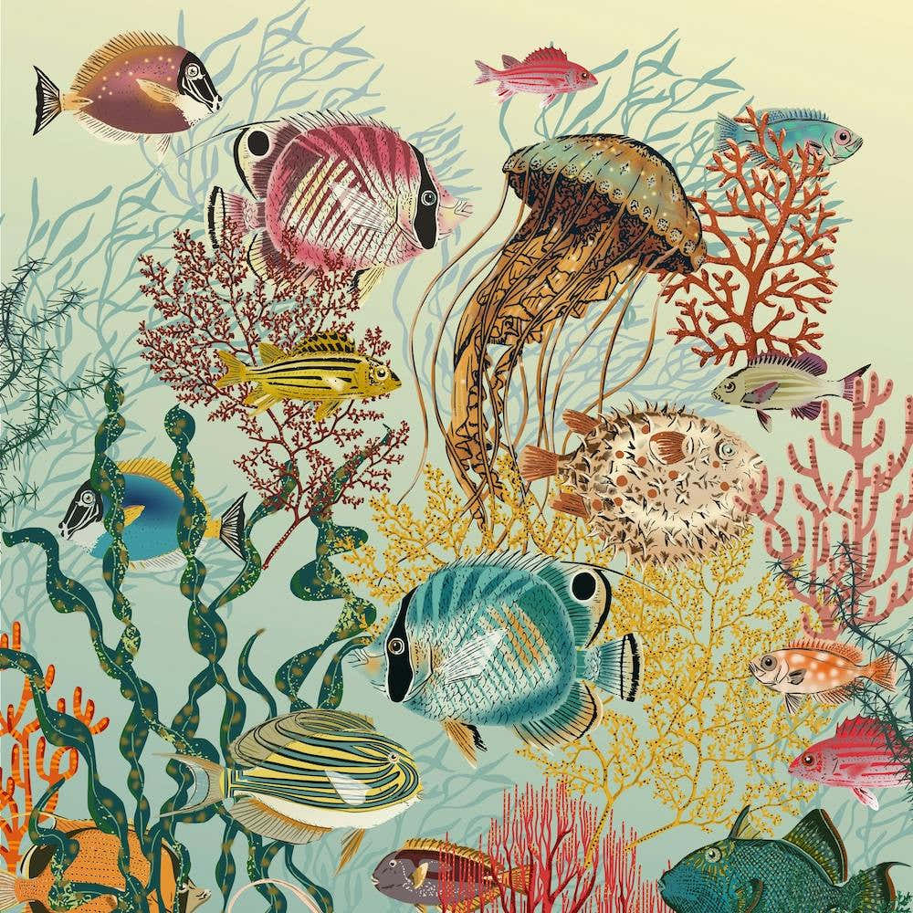 Coral Reef Deep Silence Mint Square