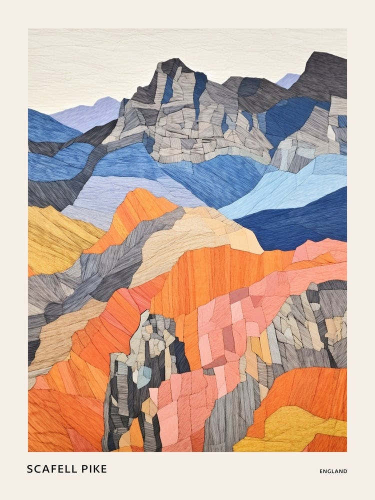 Scafell Pike England 1 Colourful Mountain Illustration Poster