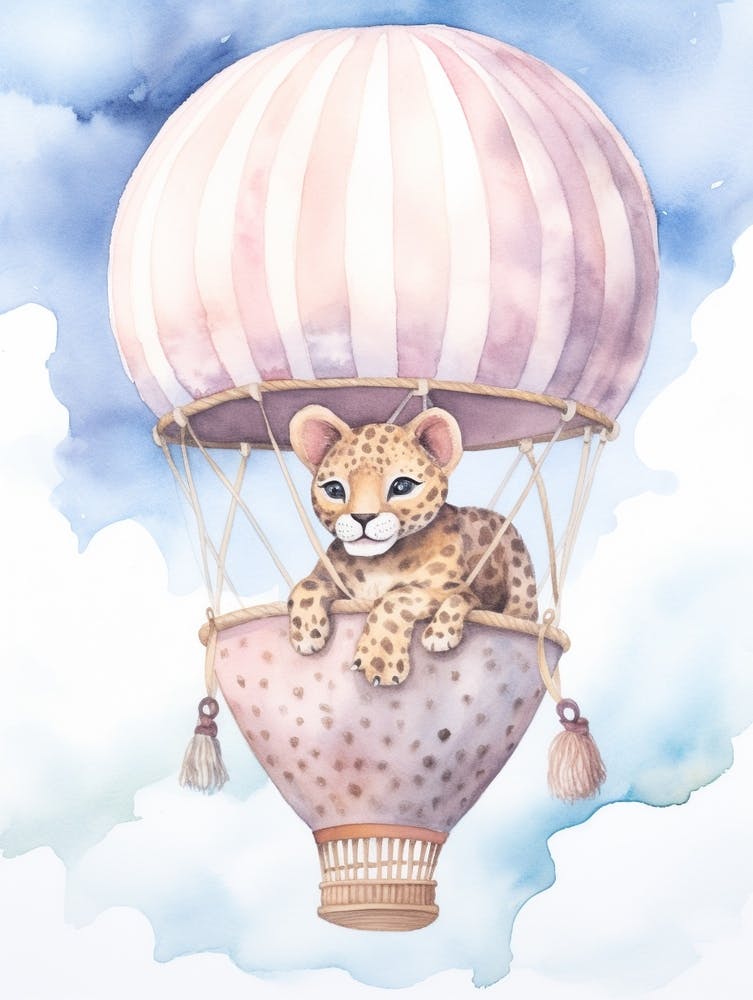 Baby Leopard 2 In A Hot Air Balloon