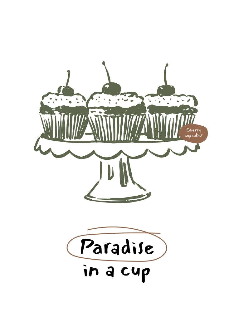 Cupcake Poster – Kitchen Wall Art, Bakery Illustration