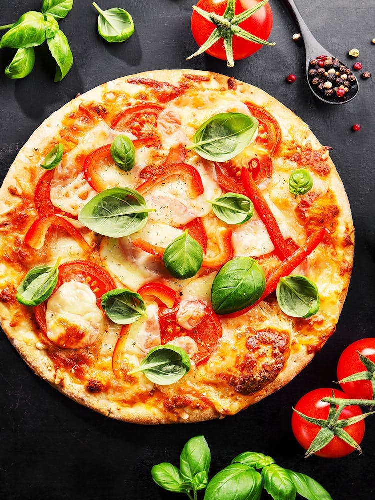 Pizza vegetarian — Food kitchen poster/blackboard, photo art