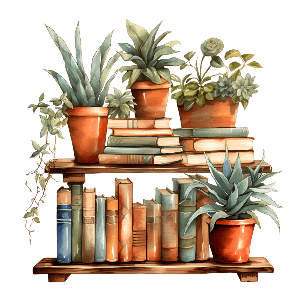 Bookshelf With Plants