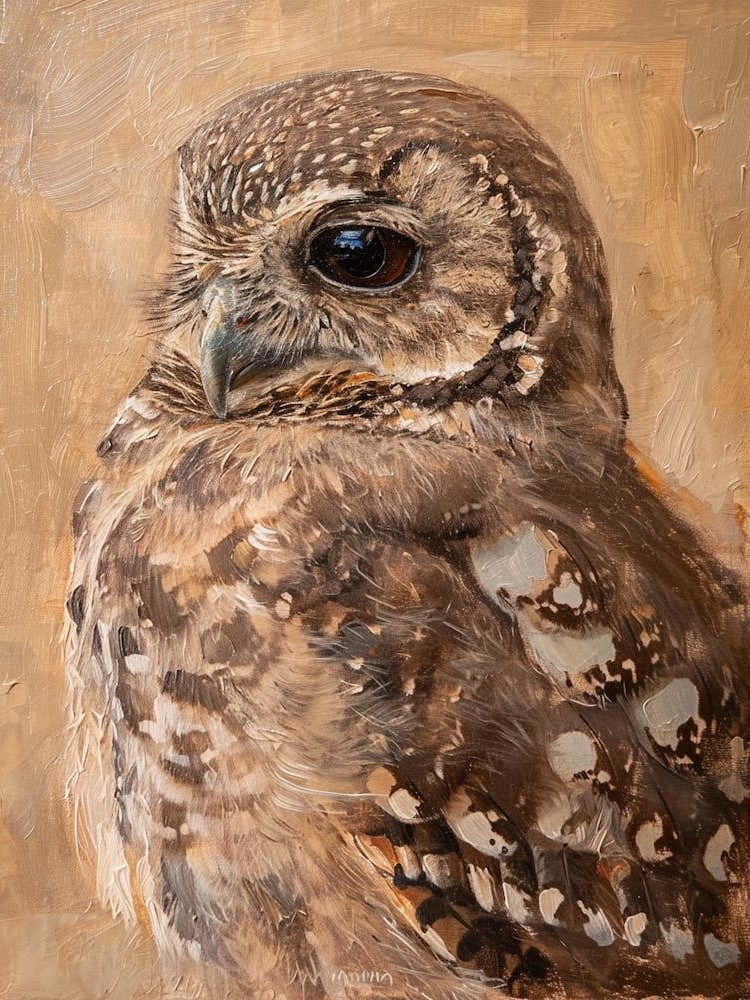 Collared Scops Owl Painting 2