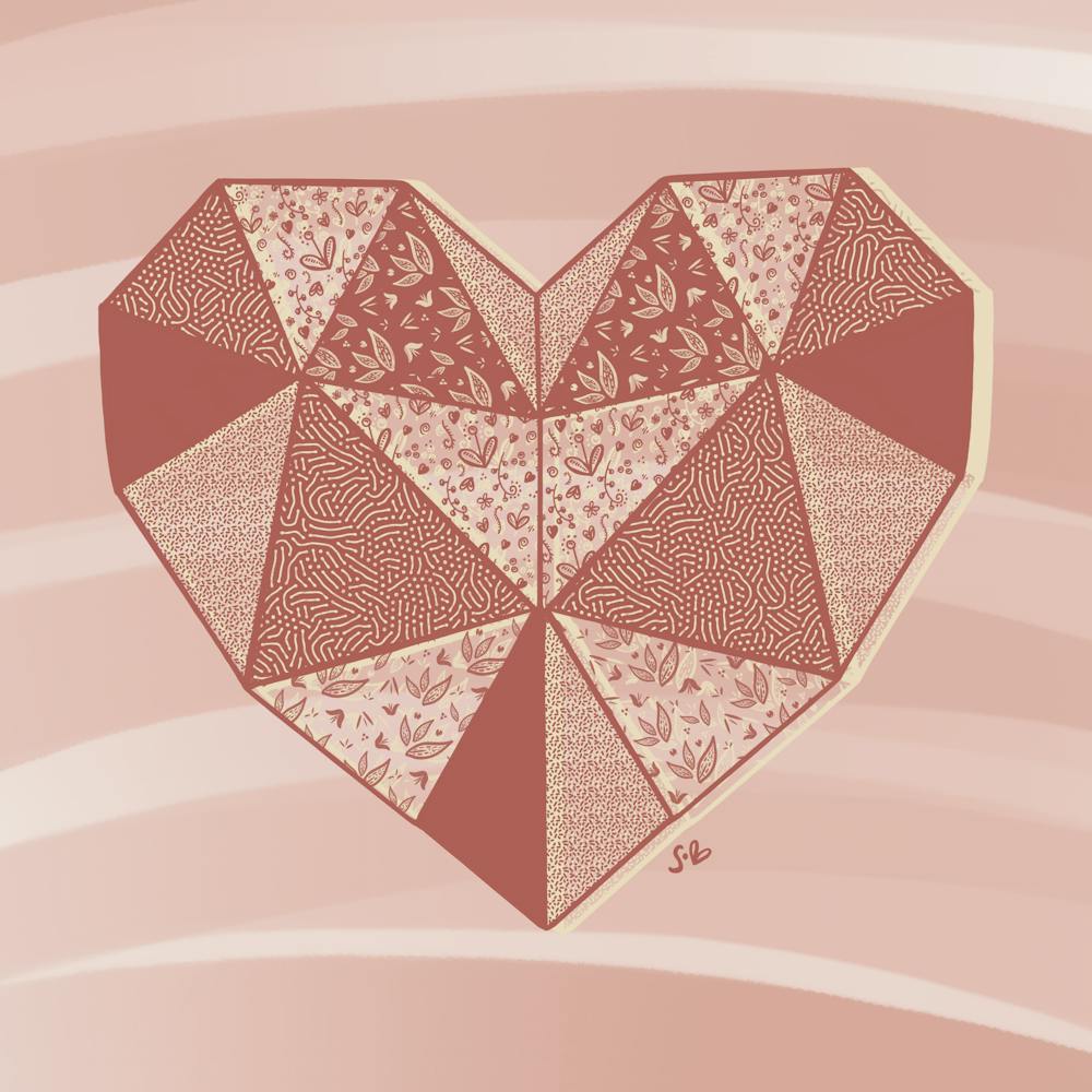 Quilted Patchwork Floral Sewing Fabric Heart Pink