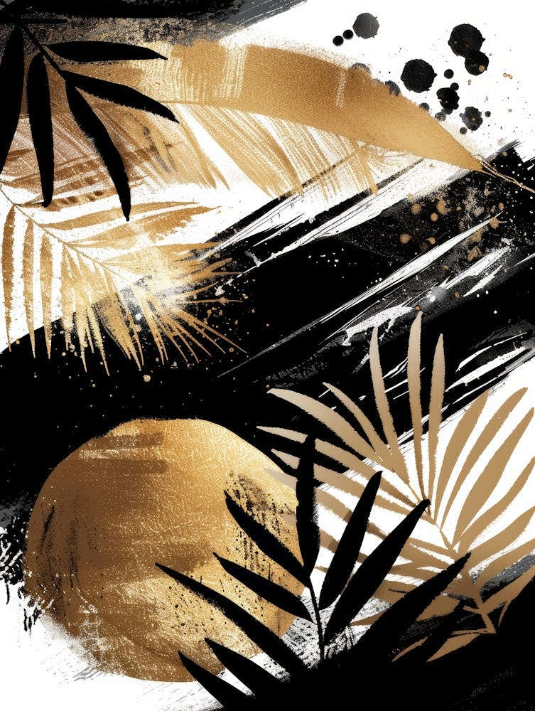 Gold And Black Abstract Painting 33