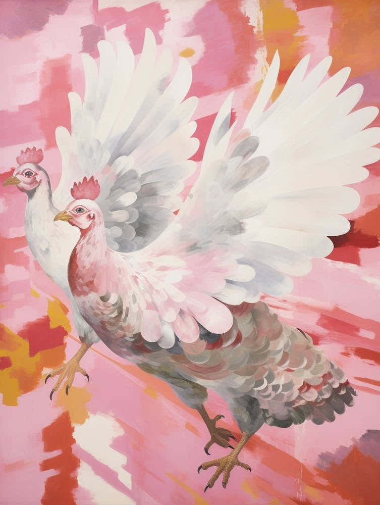 Pink Ethereal Bird Painting Turkey 2