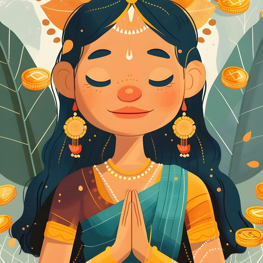 Hindu Girl With Coins