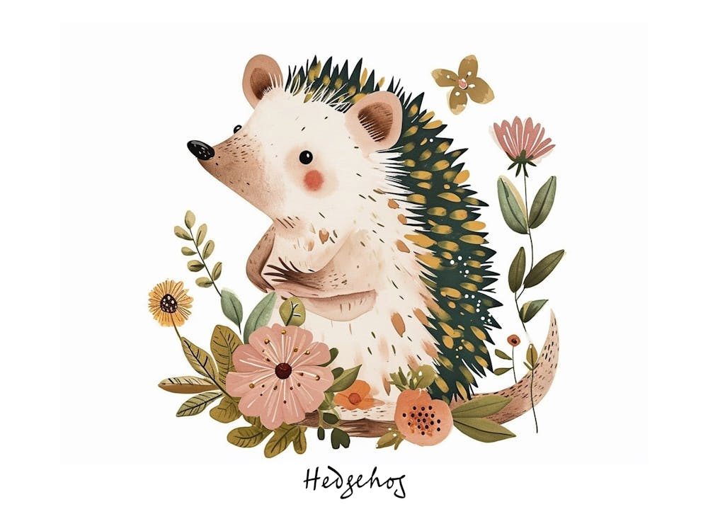 Little Floral Hedgehog 3 Poster