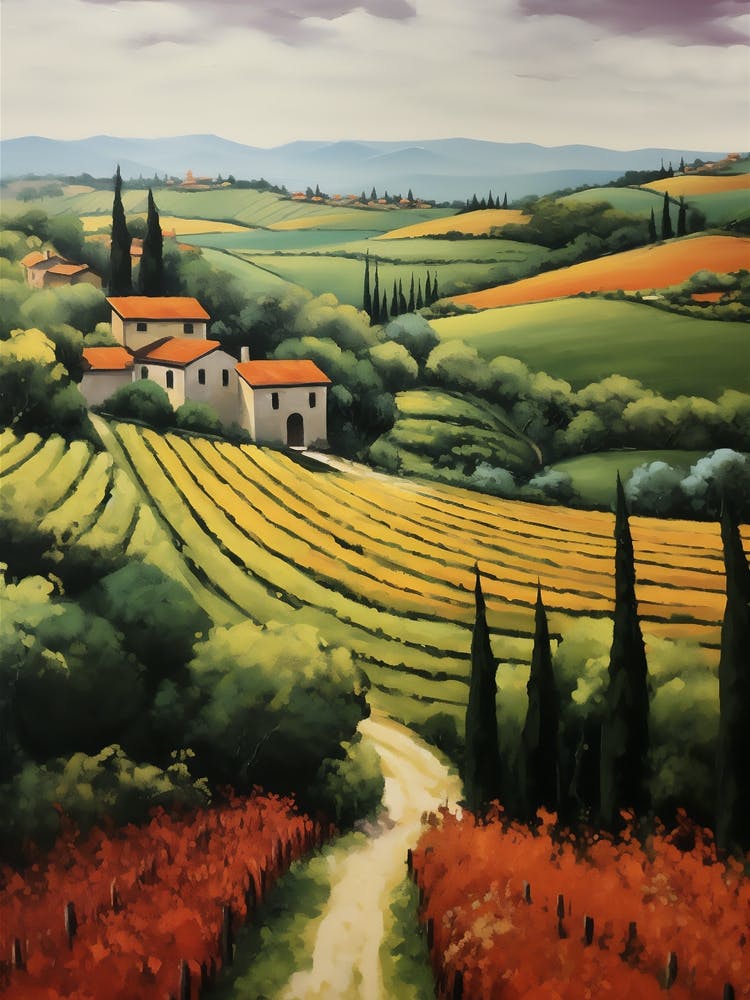 Idyllic French Village Landscape - Digital Oil Painting