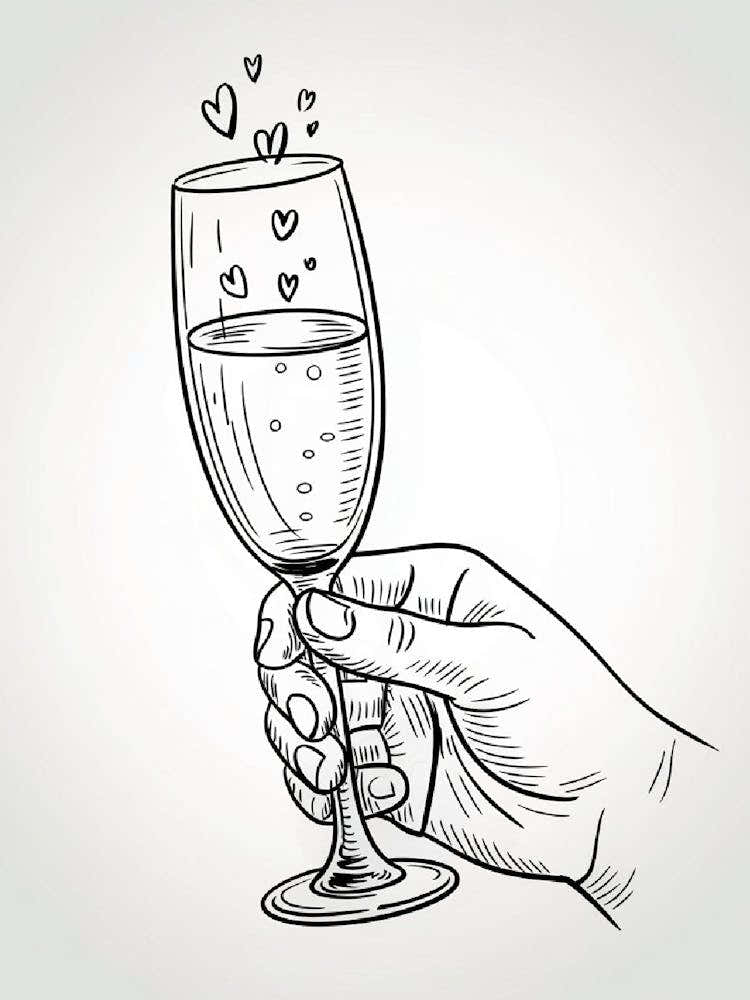 Happiness Bubbles – Minimalist Champagne Toast Line