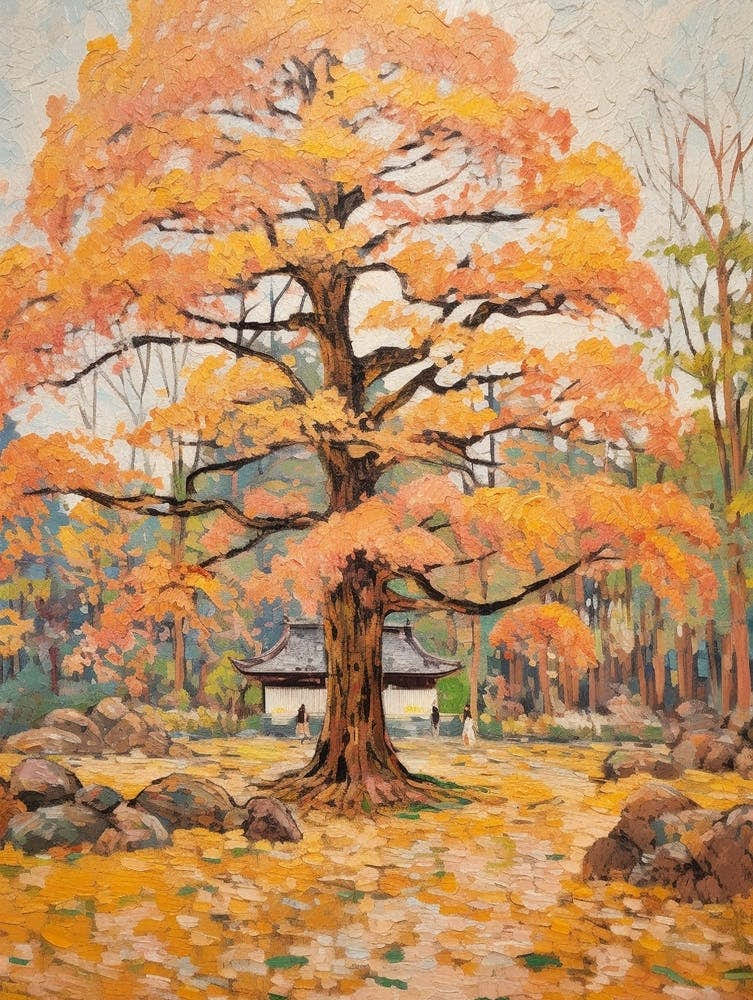 Autumn Gardens Painting Nara Park Japan 2
