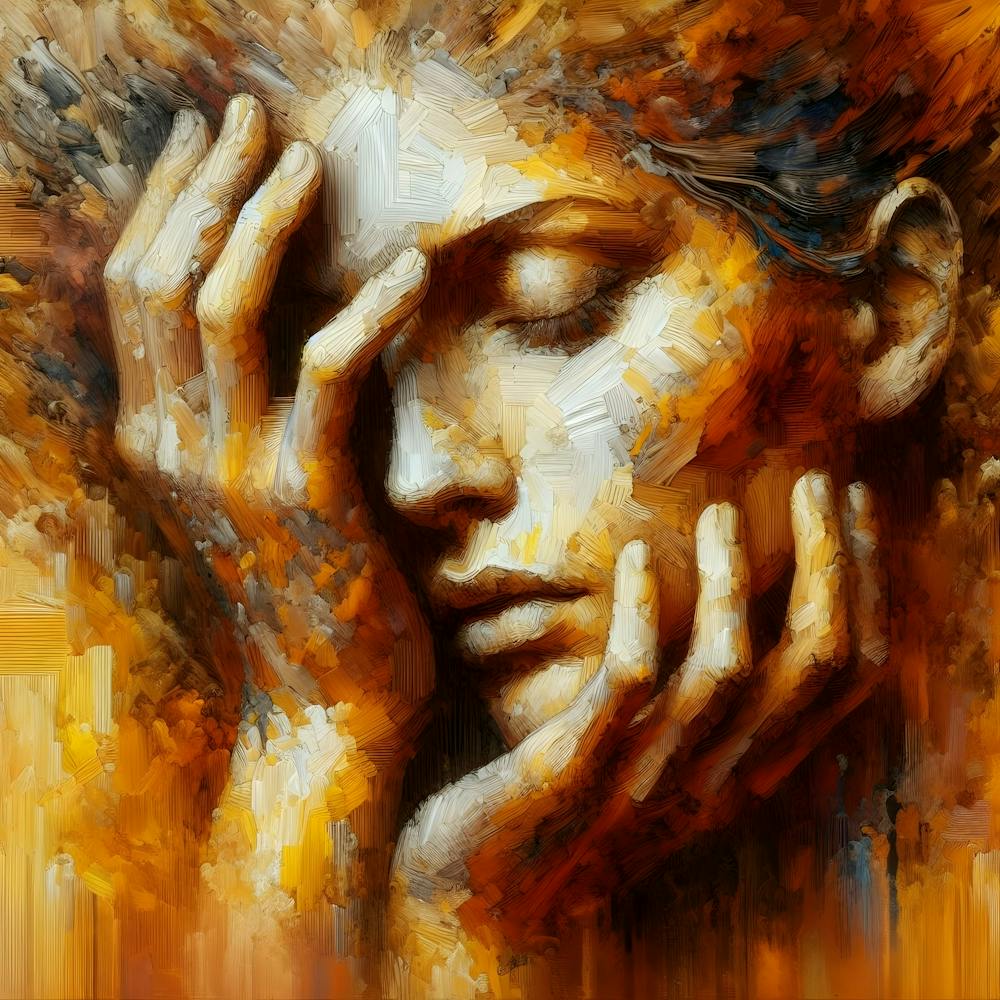 Golden Abstract Woman Portrait - Modern Wall Art