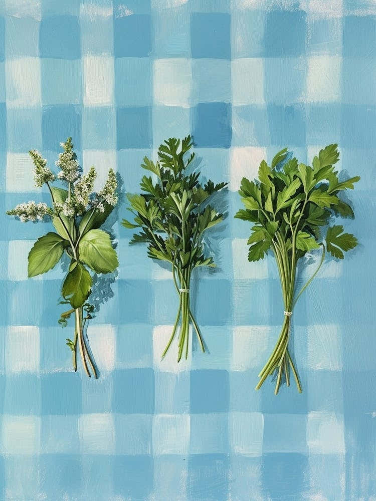 Herbs Blue Checkerboard 3