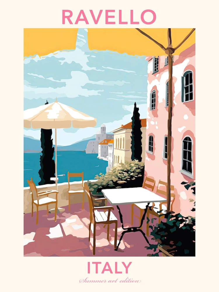 Ravello, Italy, Flat Pastels Tones Illustration 2 Poster