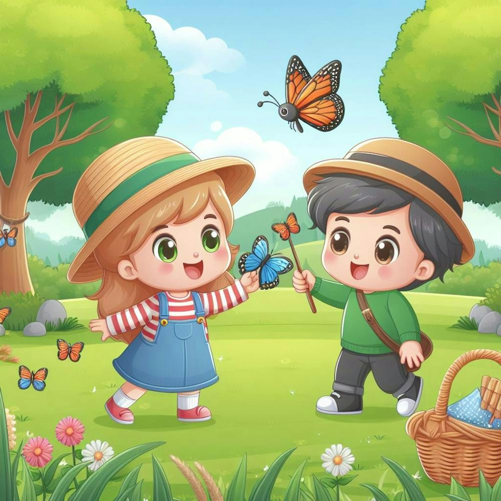 Cute Girl And Boy In The Garden