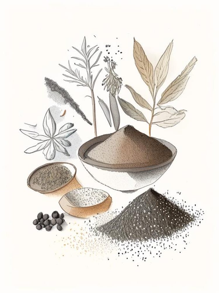 Black Salt Spices And Herbs Pencil Illustration 2