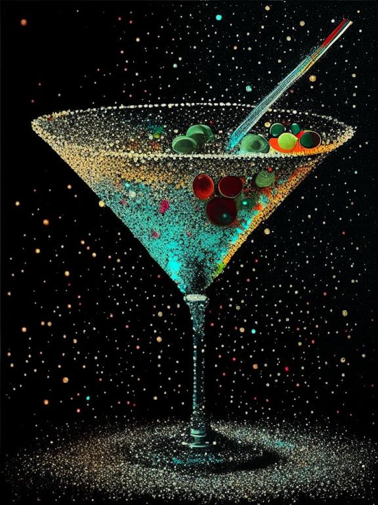 Dirty MCocktail Poster artini Pointillism Cocktail Poster