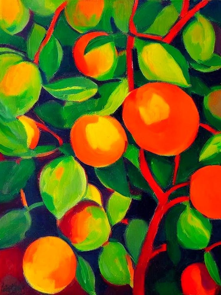 Tangelo Fruit Vibrant Matisse Inspired Painting Fruit