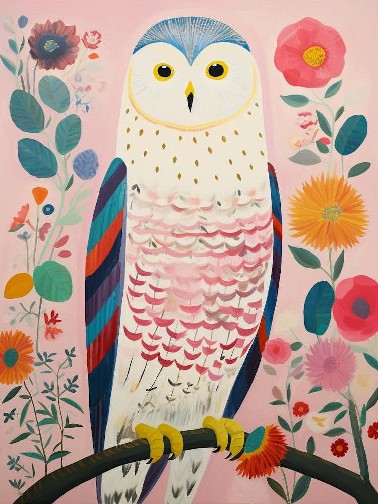 Pink Scandi Snowy Owl 4
