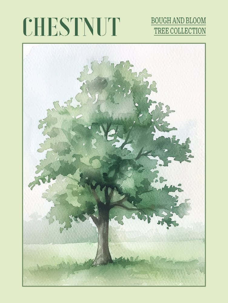 Chestnut Tree Atmospheric Watercolour Painting 7 Poster