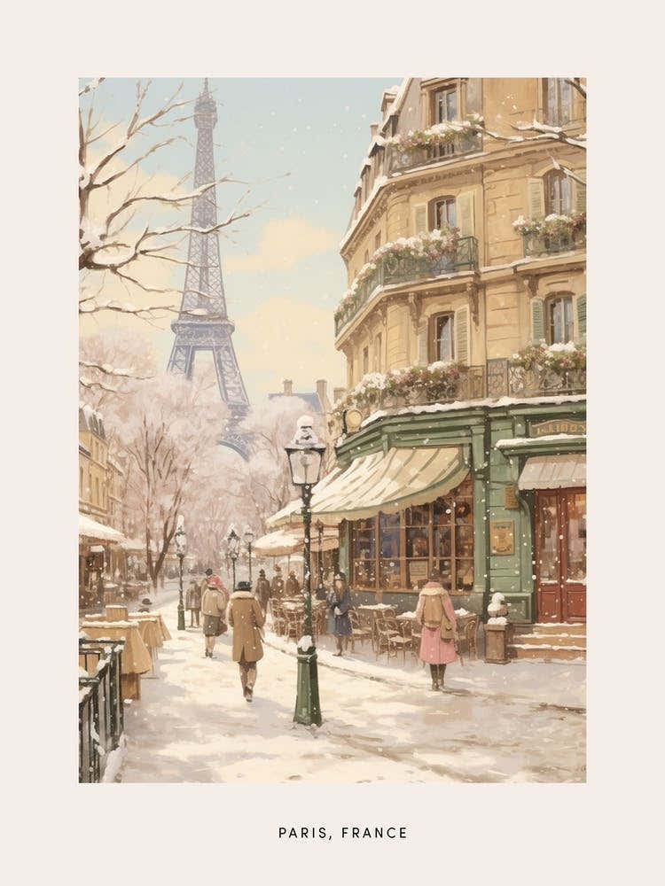 Vintage Winter Poster Paris France 5