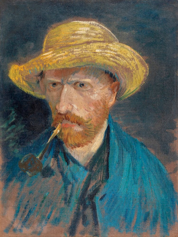Self Portrait With Straw Hat And Pipe (1887), Vincent Van Gogh