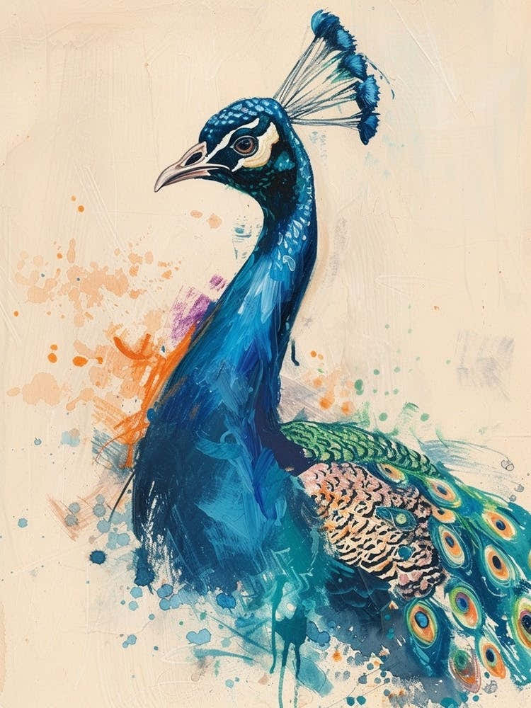 Peacock Watercolour Paint Splash 1