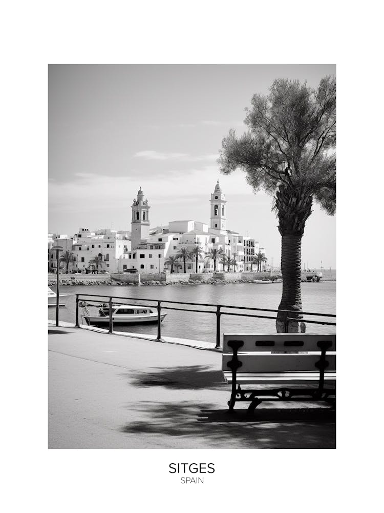 Poster Of Sitges, Spain, Black And White Analogue Photography 4