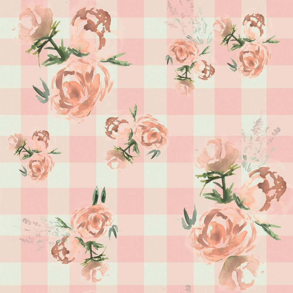 Gingham Ditsy Watercolor Flowers