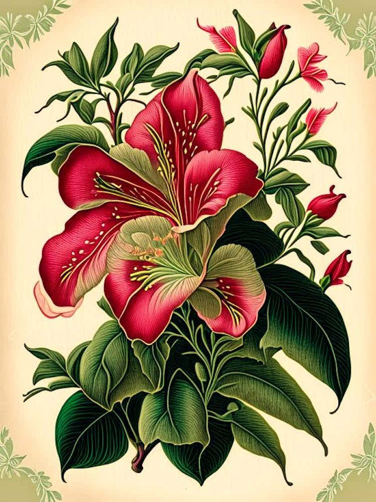 Mandevilla 1 Floral Botanical Vintage Poster Flower