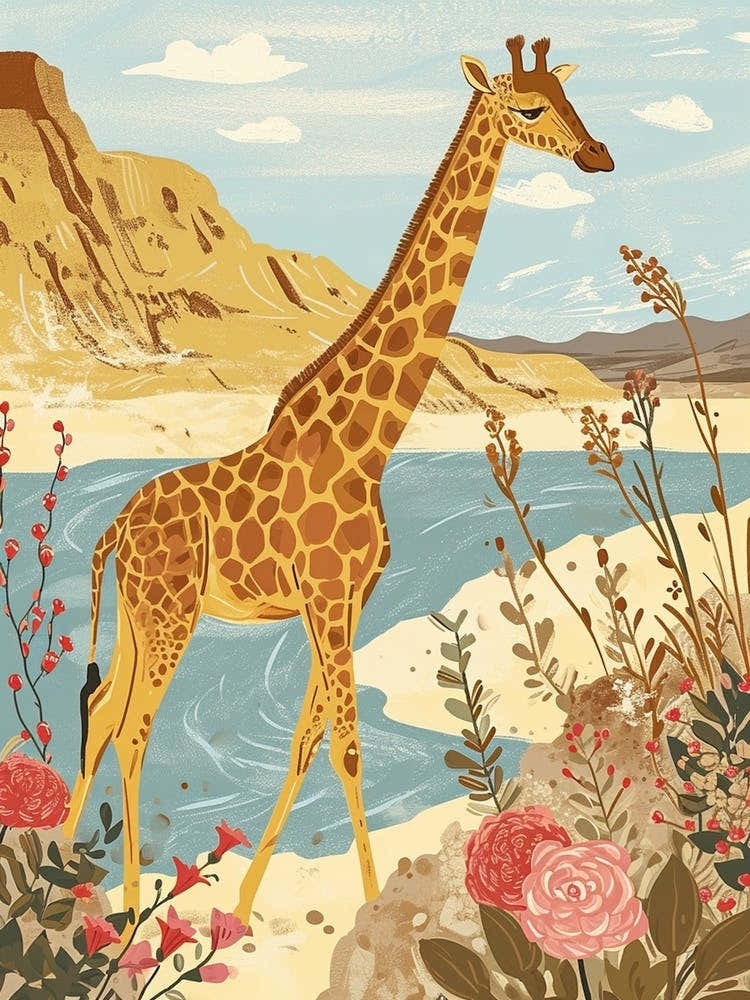 Giraffe By The Water 1