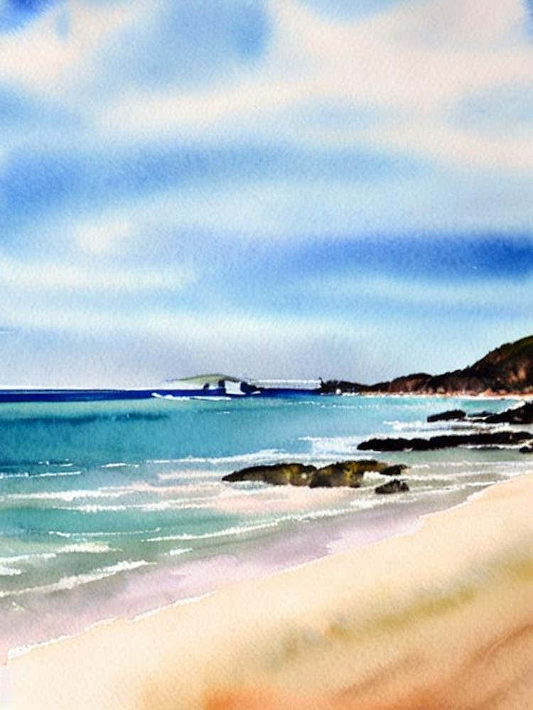 Apollo Bay Beach 4, Australia Watercolour