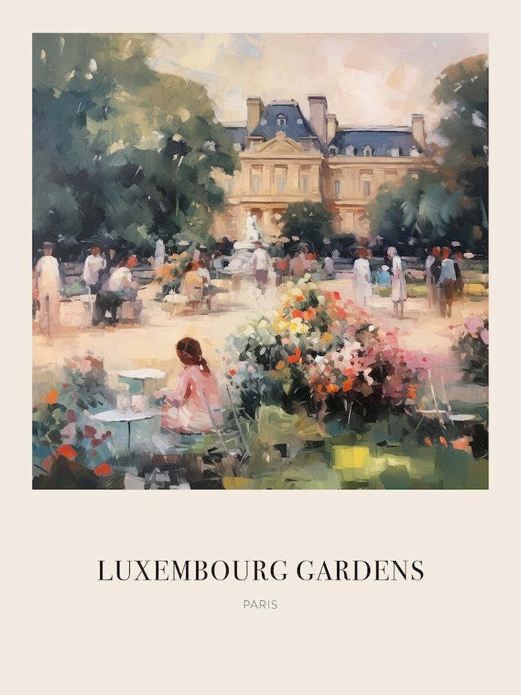 Luxembourg Gardens Paris 2 Vintage Cezanne Inspired Poster