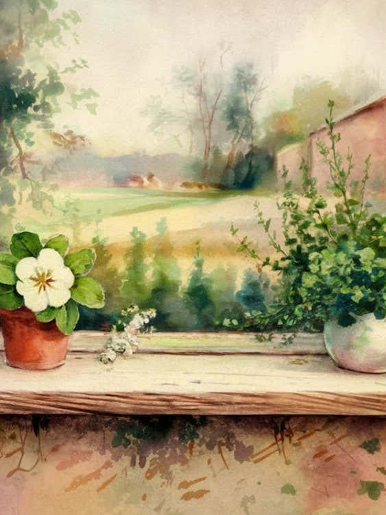 Sunny Window with Floral Charm - Garden View