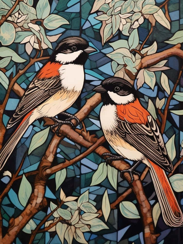 Art Nouveau Birds Poster Carolina Chickadee 2