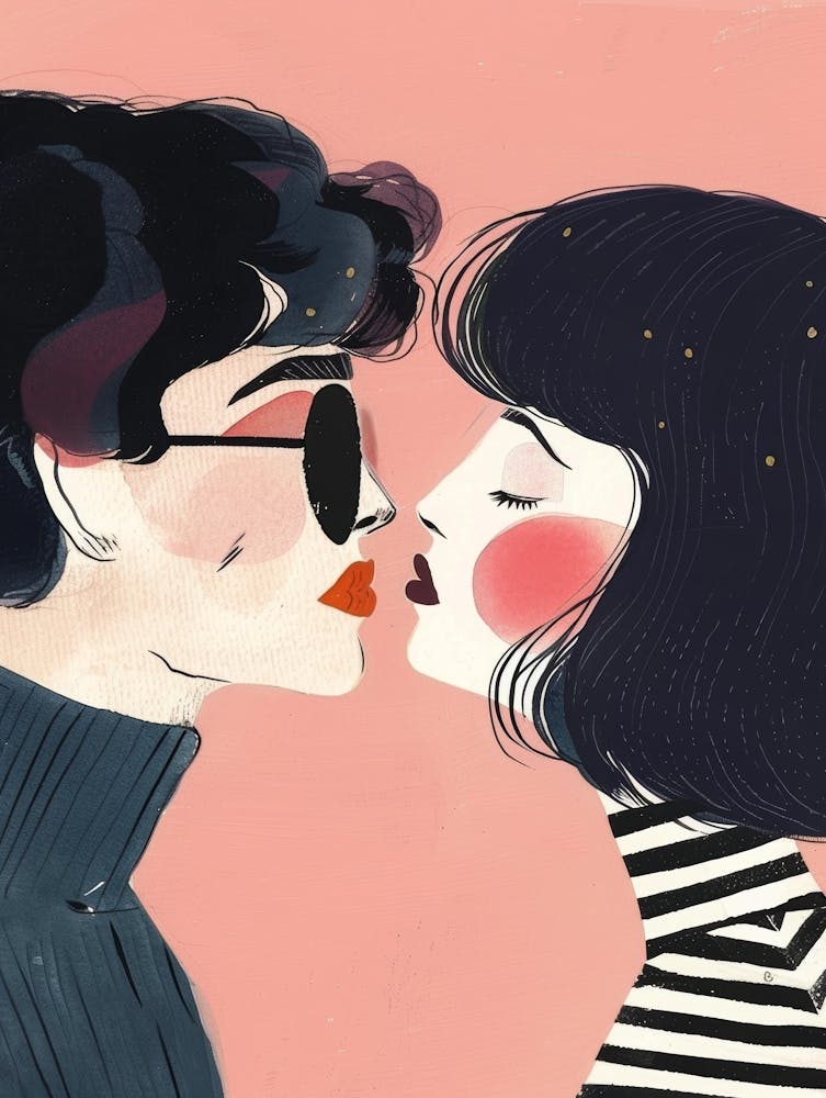 Kissing Couple Illustration