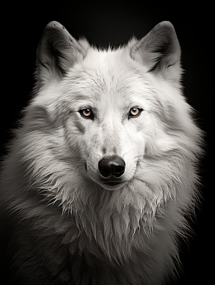 Tundra Wolf Portrait Black And White 2