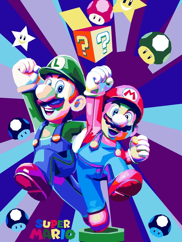 Mario Luigi Popart Cartoon Pop Art