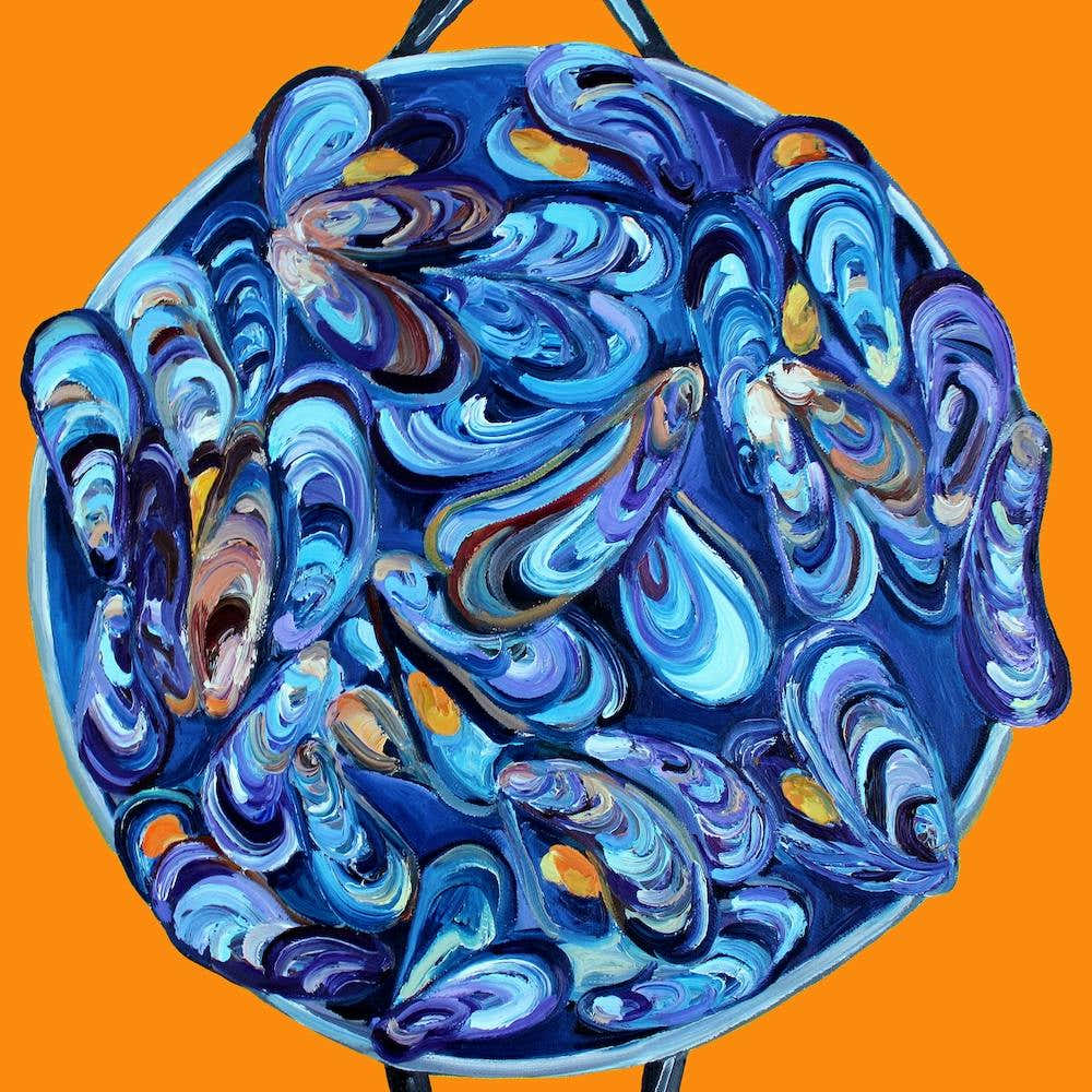 Steaming Pot Of Mussels Orange