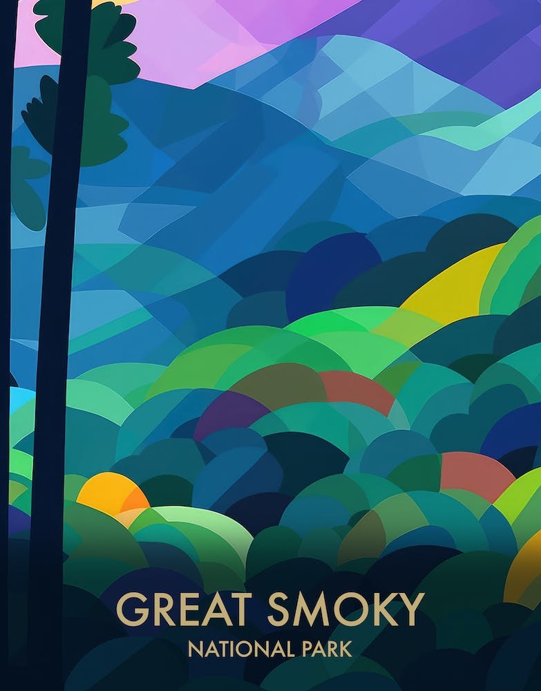 Great Smoky National Park Matisse Style Vintage Travel Poster 1