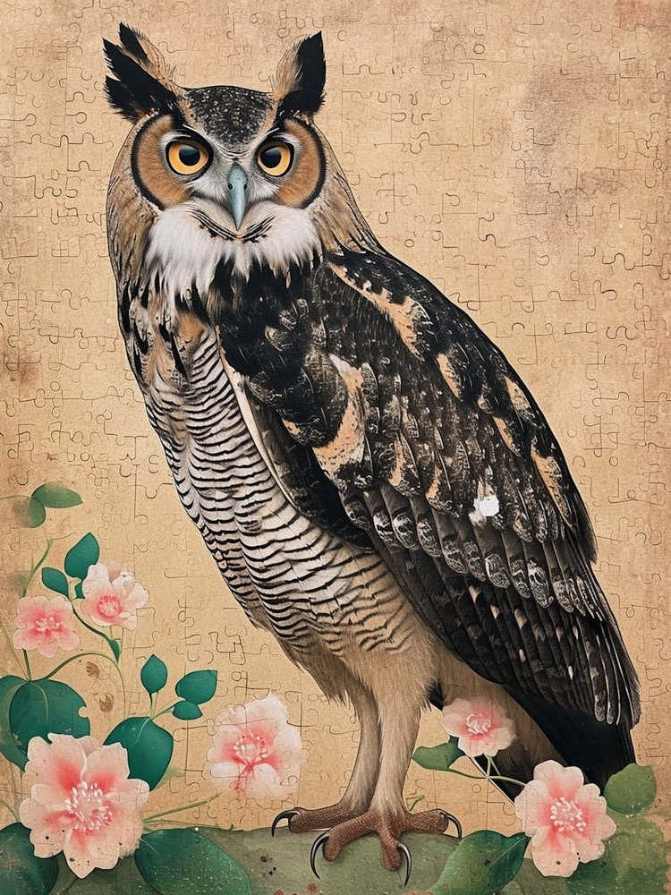 Philipine Eagle Owl Japanese Painting 3