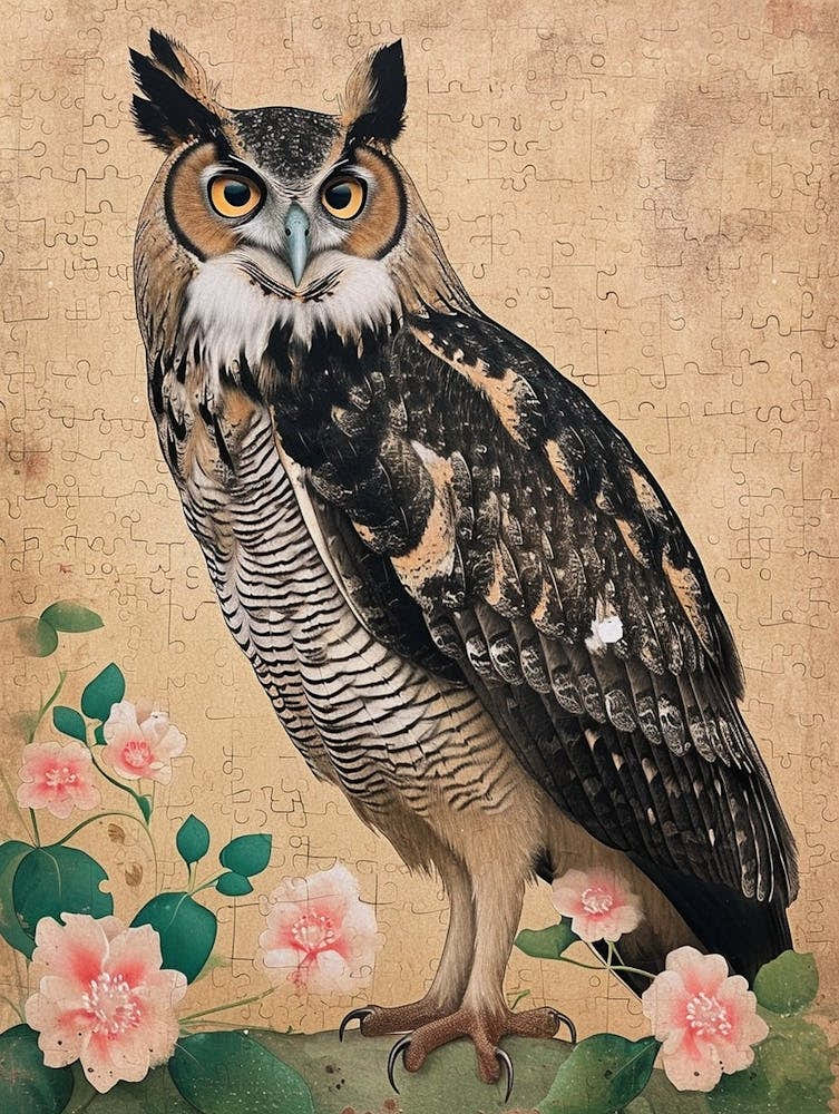 Philipine Eagle Owl Japanese Painting 3